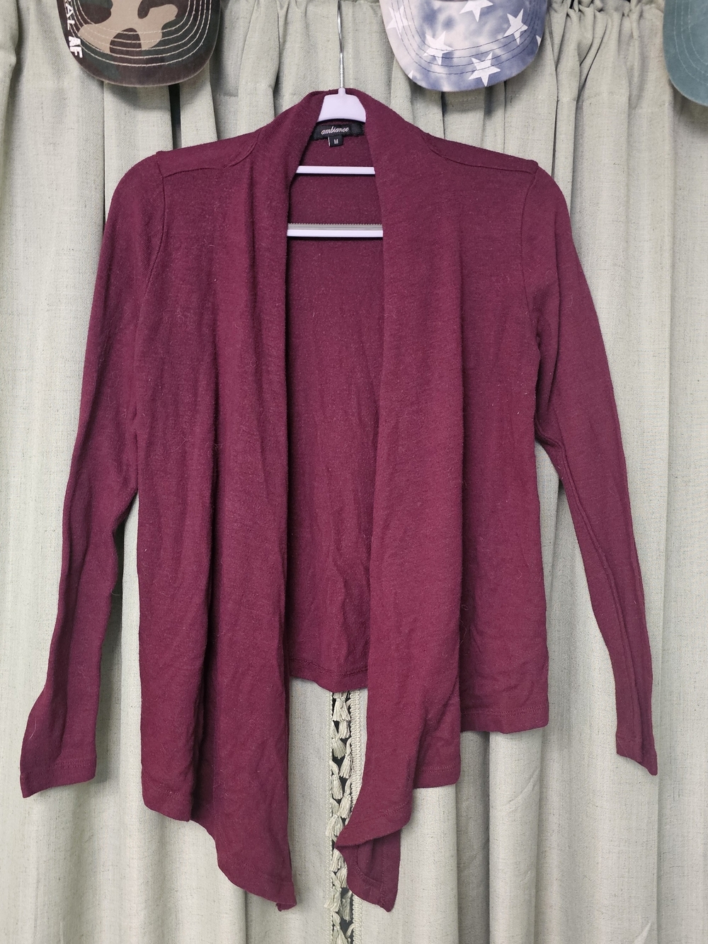 Ambiance Open-Front Draped Cardigan - Berry Plum